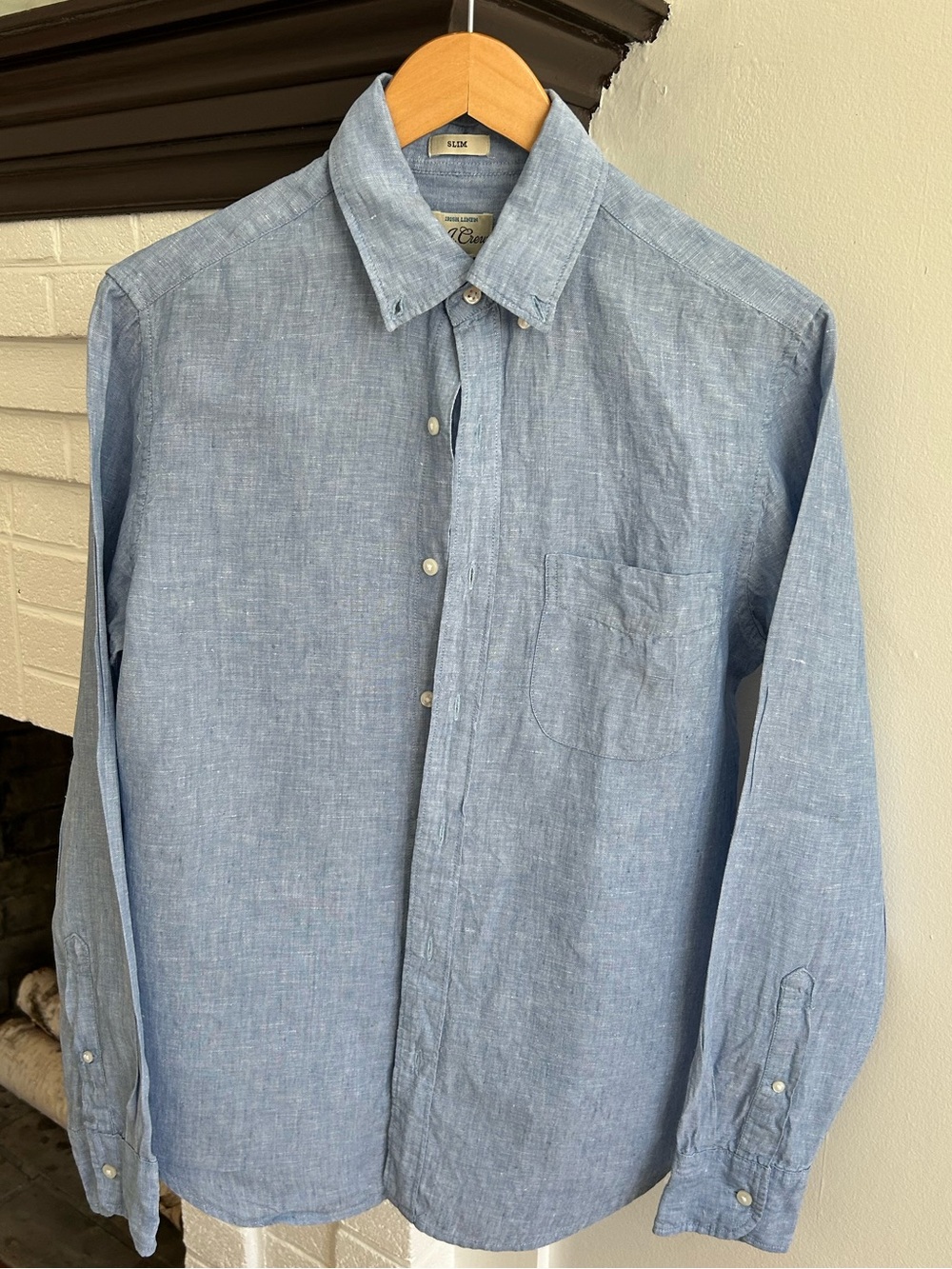 J. Crew Irish Linen Light Blue Button-Down Shirt
